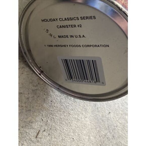 Vintage Collectible Tin - 1990 Hershey Reeses - Green Christmas Bear in Stocking - Picture 6 of 8